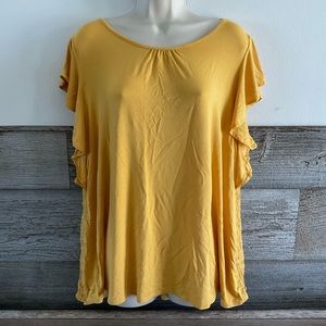 Matilda Jane Mustard Bocce Ball Lace-Accent Top Women's Large